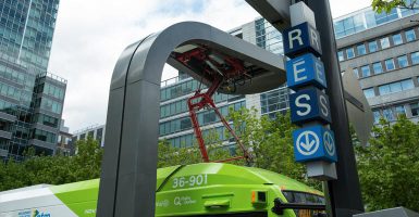 City Mobility project debut – Three Full Electric Bus rolling in the street of Montreal
